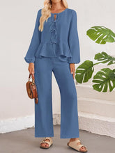 BellaraNova Pants Set in dusty blue front view