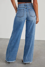 Back view of BluviaFold™ jeans highlighting wide leg silhouette