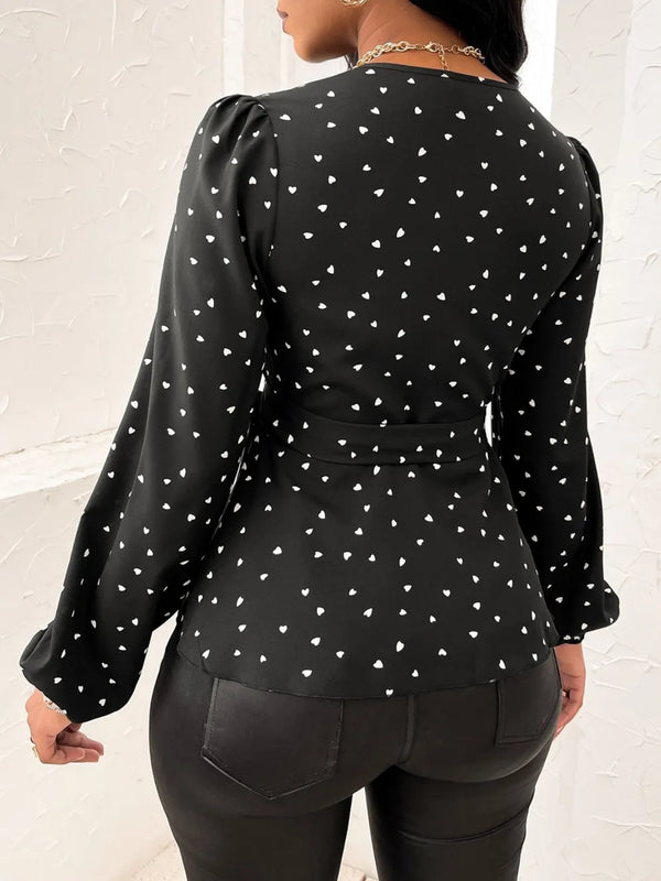 Back view illustrating the AmoréDot top's fit and design.