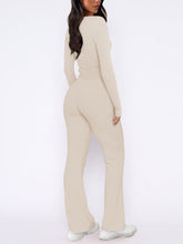Lunavena V‑Neck Lounge Set in beige back view