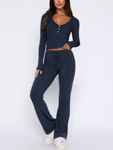 Lunavena V‑Neck Lounge Set in navy front view