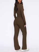 Lunavena V‑Neck Lounge Set in olive brown back view