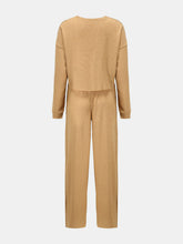 Back flat lay of Mellara khaki cropped top and wide-leg pants