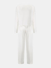 Back flat lay of Mellara rich white cropped top and wide-leg pants