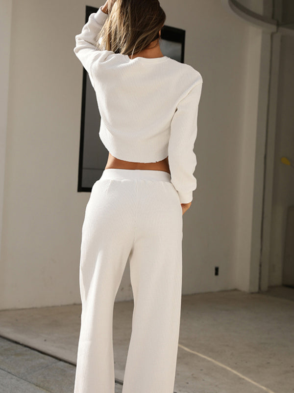 Mellara Waffle Lounge Set in rich white back view