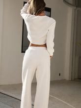 Mellara Waffle Lounge Set in rich white back view