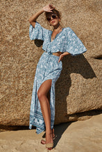 PetalVista misty blue set side view showing elastic waist side slits quality fabric