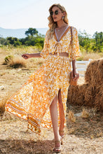 Full body image of woman in PetalVista sherbet set styled with heels and accessories
