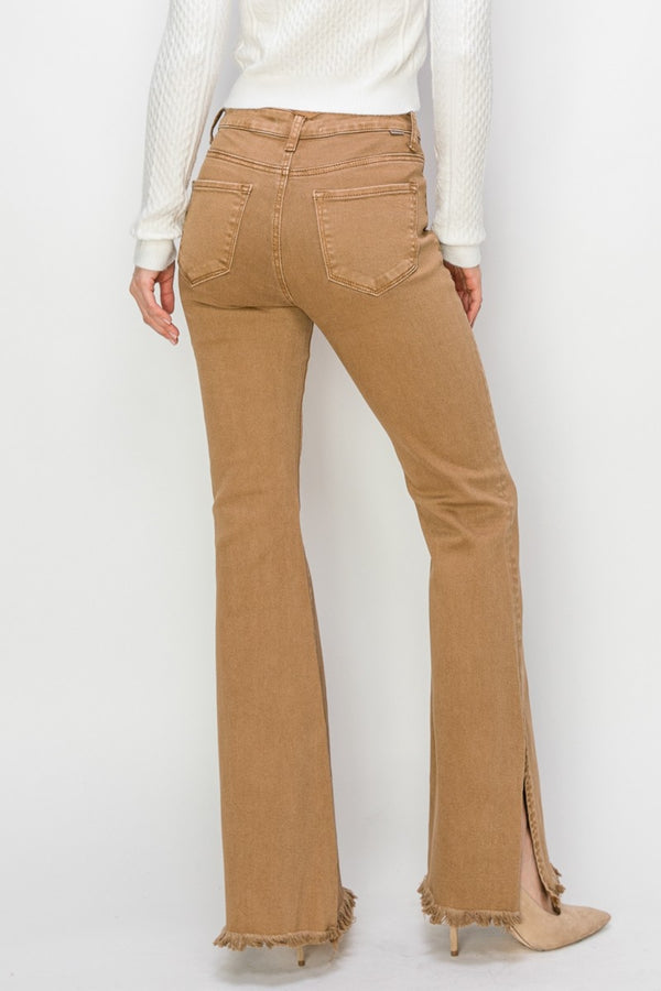 Back view of RISEN Bailey flare jeans showcasing flattering fit