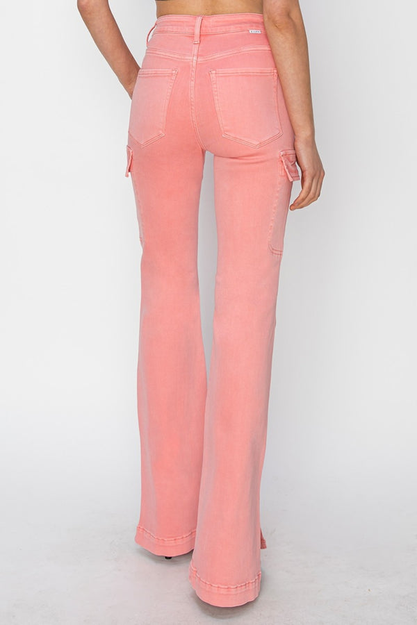 Back view showing pocket placement and bootcut leg of RISEN jeans