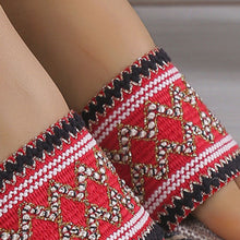 Red Open Toe Platform Sandals front close up of woven design pattern.