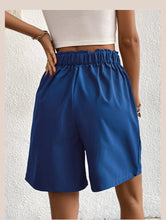 Women's Partial Elastic High Waist Pleated Baggy Trouser Shorts