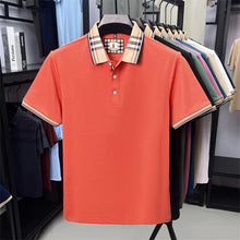 Plaid Crest Contrast Collar Men's Short Sleeve Polo