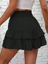 Elissaré Pleat Flair Ruffle Hem Women's Mid-Rise Elastic Waist Shorts