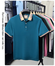 Plaid Crest Contrast Collar Men's Short Sleeve Polo