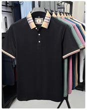 Plaid Crest Contrast Collar Men's Short Sleeve Polo