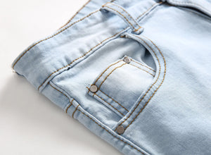 Valrose Embroidered Roses Ripped Slim-fit Stretch Pencil Jean Pants