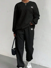 Sylvenza Texture Lounge Ensemble in black front view