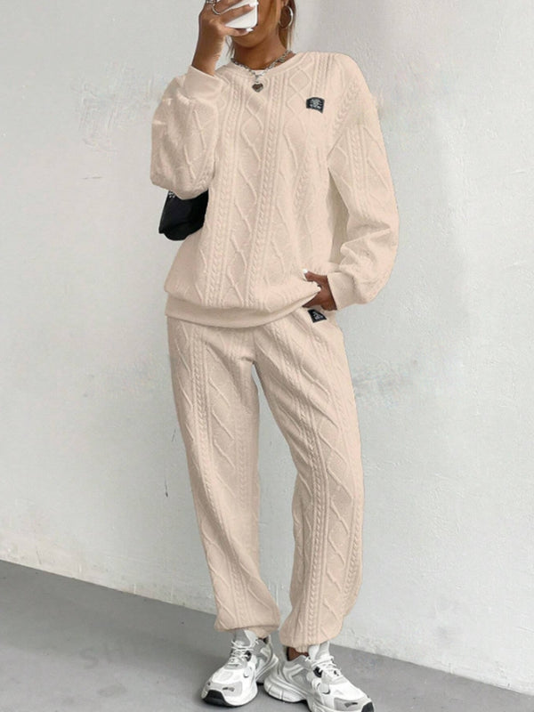 Sylvenza Texture Lounge Ensemble in tan front view