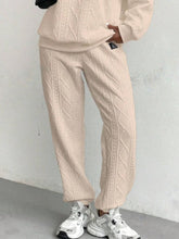 Sylvenza Texture Lounge Ensemble in tan highlighting tapered leg and textured design