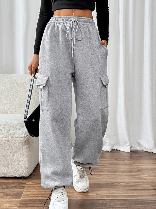Front view of TaviraFlex™ Cargo Drawstring Joggers on model