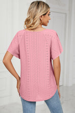 Back view of flutter short sleeve Veluretta Mistflair Blouse in carnation pink.