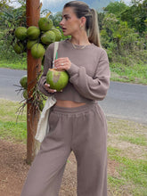 Woman walking in Mocha Mellara Waffle Lounge Set