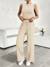 Zenvara Loungewear Set in tan styled with accessories for a casual versatile style look