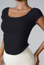 aerava u neck tee black front view
