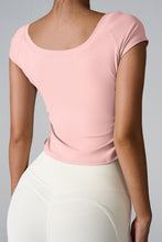 aerava u neck tee blush pink back view