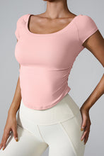 aerava u neck tee blush pink front view