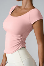 aerava u neck tee blush pink side view
