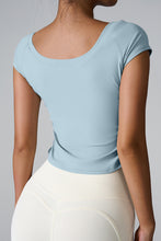 aerava u neck tee light blue back view