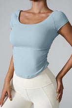 aerava u neck tee light blue front view