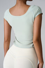 aerava u neck tee light green back view