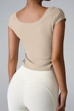 aerava u neck tee sand back view