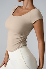 aerava u neck tee sand side view