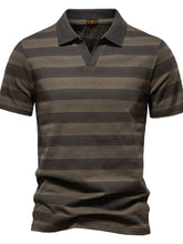 Front view image of the Army Green Men's Dualtone Harmony Contrast Striped Short Sleeve Polo.