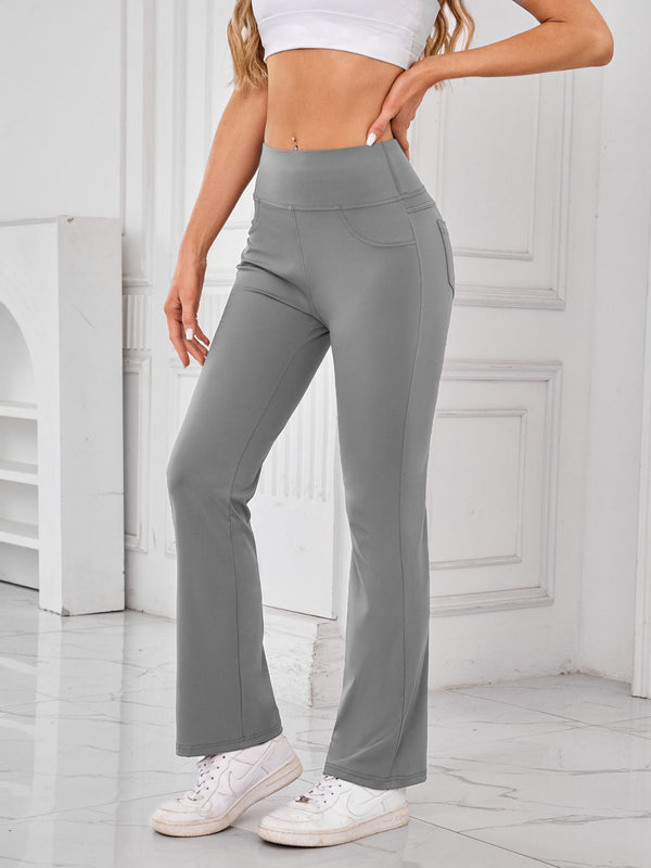 Side profile of AuriCore Flexion gray Pocket Pants showing sleek silhouette.