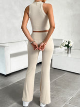 Averra Ribbed Luxe Knit Duo beige back view