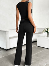 Averra Ribbed Luxe Knit Duo black back view