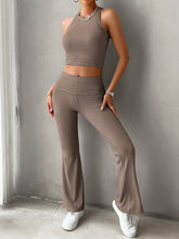 Averra Ribbed Luxe Knit Duo mocha wall pose