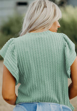 Back view displaying overall design and texture of the gum leaf RuffleRidge Blouse.