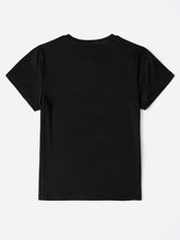 Back view of CaliVista Round Neck Tee in black, laid flat to show shoulder seams and clean stitching.