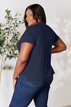Back view of Full Size Round Neck T-Shirt with relaxed fit, in dark blue
