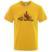 Front view of the Yellow Barrel Craft Malt Whiskey O-neck short-sleeve graphic tee.