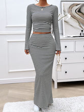 Indoor party gathering wearing Bayline Striped Harmony Set in black