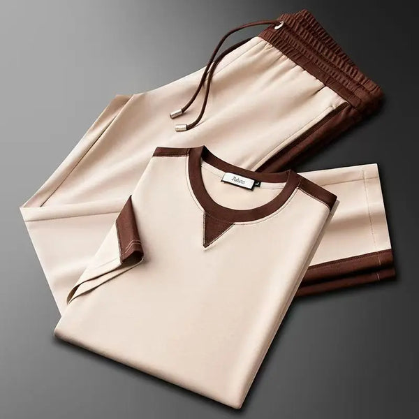 beige solynex trimflex summer set folded front view