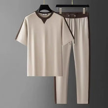 beige solynex trimflex summer set front view on hanger