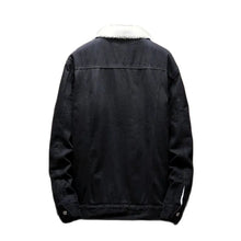 Black Wool-Lined Denim Winter Jacket,  back view